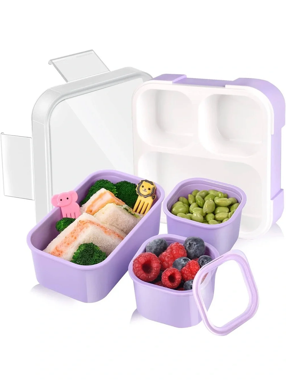 Lilac Purple Genteen 3 Compartment Bento Lunch Box, New/Never Used - In Box